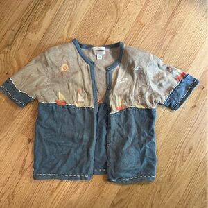 Christopher & Banks Blue and Tan Cardigan